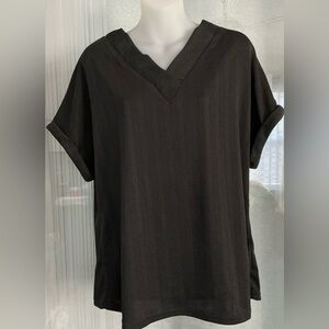 Dark Green Cap Short Sleeve Textured Top